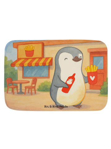 Mr. & Mrs. Panda Duschvorleger Pinguin Pommes Design ohne Spruch in Weiß