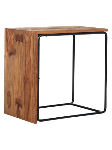 KADIMA DESIGN Massivholz Beistelltisch, Industrial-Style, 45x30x45 cm, Sofatisch
