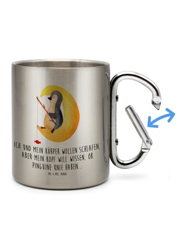 Mr. & Mrs. Panda Tasse Pinguin Mond mit Spruch in Silber