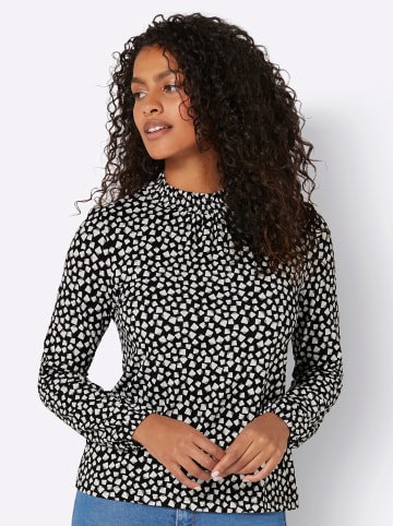 WITT WEIDEN Stehkragenshirt in ecru-schwarz-bedruckt