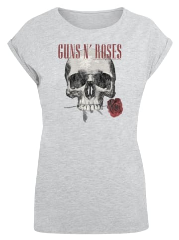 F4NT4STIC Short Sleeve T-Shirt Guns 'n' Roses Flower Skull Rock Musik Band in grau meliert