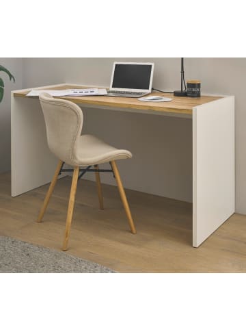 Furn.Design Schreibtisch weiß matt, Eiche Wotan 143 cm, Laptoptisch mit großer Arbeitsfläche
