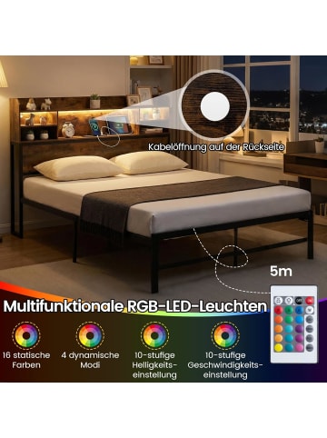 COSTWAY Bettgestell 140 x 200 cm in Schwarz