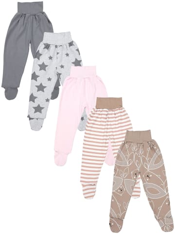 TupTam Baby Hose mit Fuß 5er Pack in grau/beige