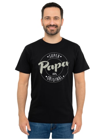United Labels Super Papa T-Shirt Vater Vatertag Kurzarm Shirt Oberteil Top in schwarz