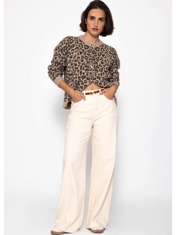 SASSYCLASSY Cardigan mit Leo-Muster in Beige
