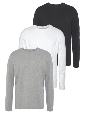 Man's World Langarmshirt in weiss-grau-schwarz