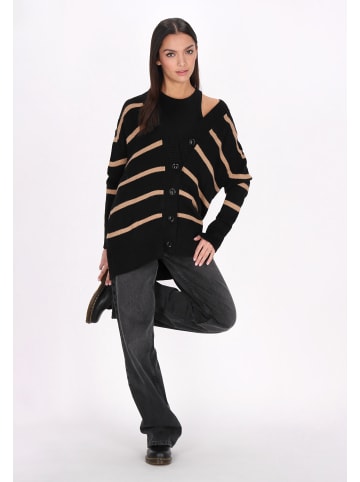 myMo ROCKS Women Cardigan in Black Stripes