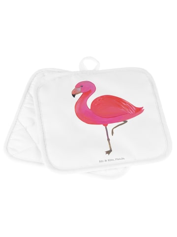 Mr. & Mrs. Panda Topflappen Flamingo Classic ohne Spruch in Weiß