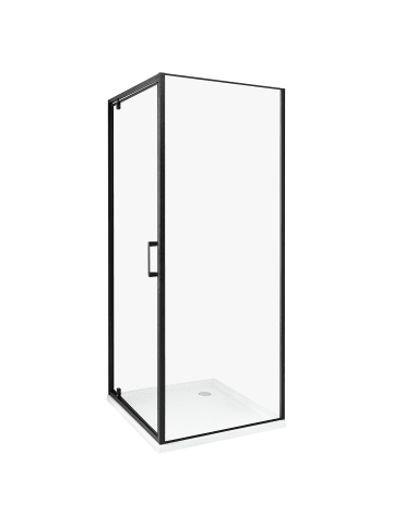 Beliani Duschkabine DARLI in Transparent/Schwarz - (W) 70 x (H) 185 x (L) 70 cm