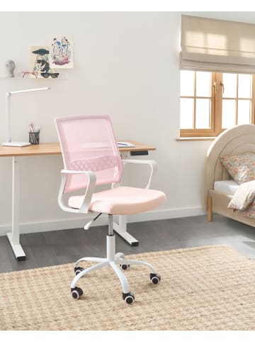 Beliani Bürostuhl EASE in Rosa/Weiß - (W) 54 x (H) 94 x (L) 54 cm
