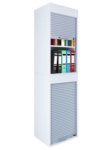 VCM  Holz Büroschrank Aktenschrank Rollladen Aktos XL in Weiß