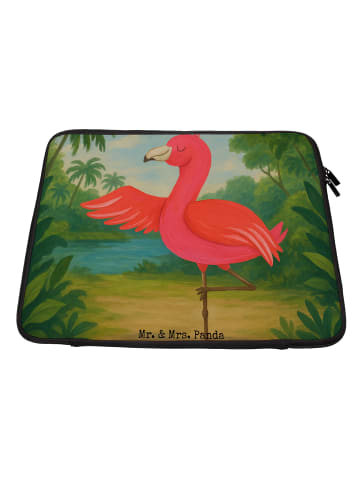 Mr. & Mrs. Panda Laptophülle Flamingo Yoga Design ohne Spruch in Weiß