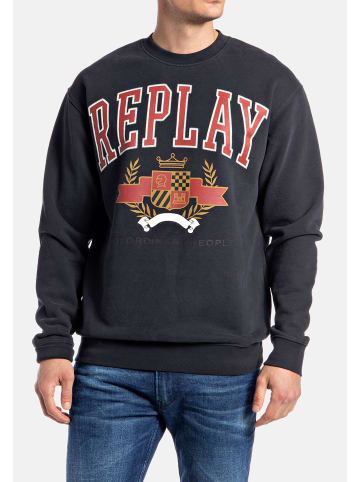 Replay Replay Pullover Sweater PEACH HAND COTTON FLEECE mit Rundhals in schwarz