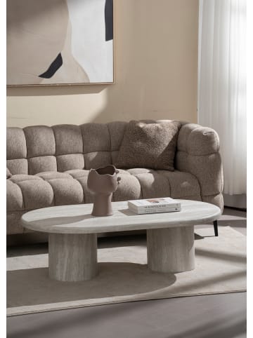 home24 home24 Couchtisch aus Holzwerkstoff in Travertin Hellgrau Dekor - 105 x 44 x 87 cm in Hellgrau