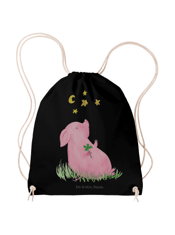 Mr. & Mrs. Panda Stofftasche Schwein Glück ohne Spruch in Schwarz
