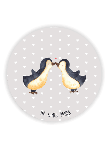 Mr. & Mrs. Panda Rund Magnet Pinguin Liebe ohne Spruch in Grau Pastell