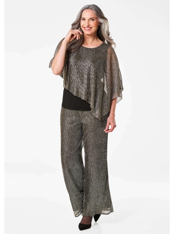 GOLDNER Kurzgröße: Jerseyshirt mit Glanzakzenten in schwarz / metallic / gemustert