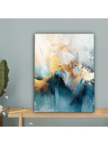 MuchoWow Poster mit Leiste Abstrakte Kunst gold blau (BxH)