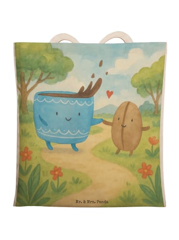 Mr. & Mrs. Panda Einkaufsbeutel Kaffee Bohne Design ohne Spruch in Weiß