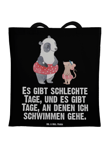 Mr. & Mrs. Panda Tragetasche Otter Schwimmen mit Spruch in Schwarz