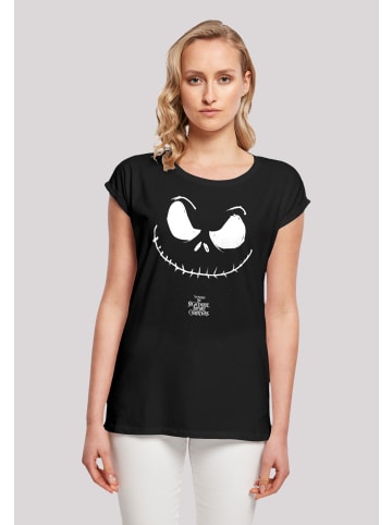 F4NT4STIC Extended Shoulder T-Shirt Disney Nightmare Before Christmas Jack Face in schwarz