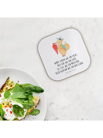 Mr. & Mrs. Panda Untersetzer Quadratisch Fuchs Schulkind mit Spruch in Weiß