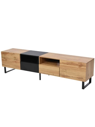 ABRIHOME TV-Schrank in Schwarz mit Holzoptik und Stauraum