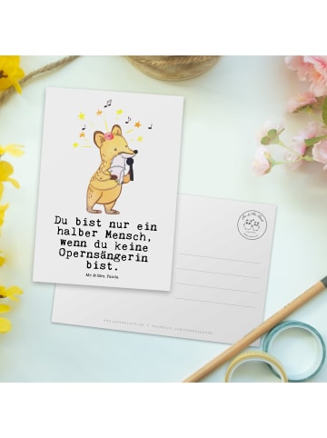 Mr. & Mrs. Panda Ansichtskarte Opernsängerin Herz mit Spruch in Weiß