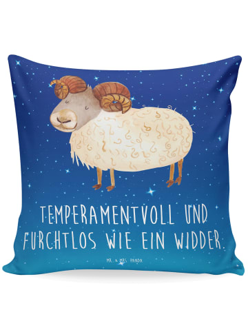 Mr. & Mrs. Panda Flauschkissen Sternzeichen Widder mit Spruch in Sternenhimmel Blau
