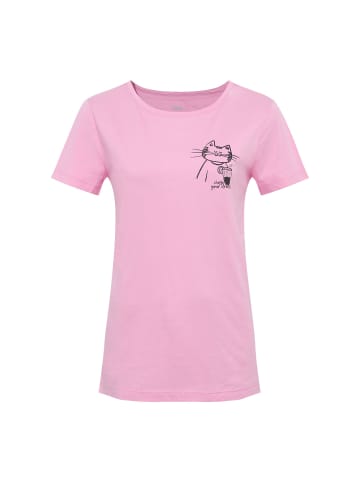 Mavi Jeans Design T-Shirt mit Print-Motiv, Rundhals, Kurzarm in Rosa
