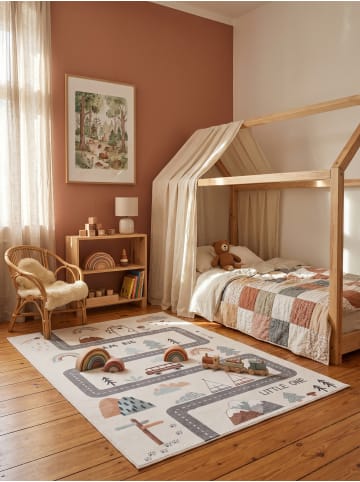 KADIMA DESIGN Kinderteppich Dinosaurier Waschbar Rutschfest Spielteppich in Creme