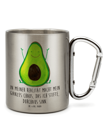 Mr. & Mrs. Panda Edelstahlbecher Avocado Glücklich mit Spruch in Silber