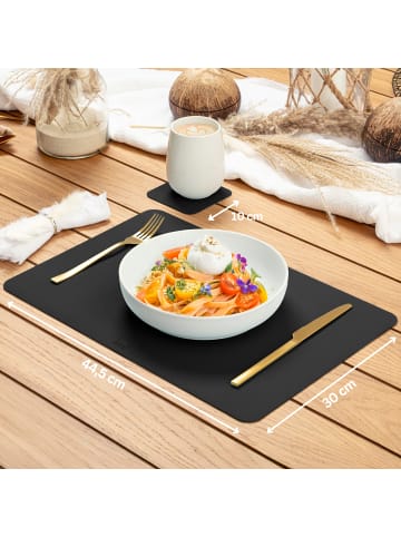 Sänger TISCHSET - Kunstleder, Doppelseitig - Grau/Schwarz - 44,5x30cm - 12 Stück