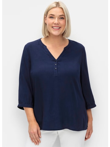 sheego Tunika in tiefblau+pink gemustert