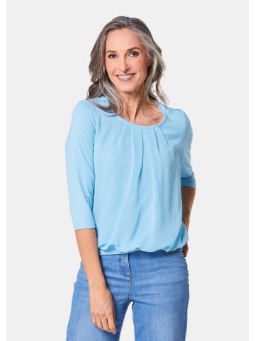 GOLDNER Kurzgröße:  Chiffon-Shirt mit 3/4-Arm, Rundhals in bleu