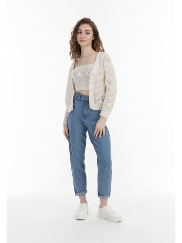 myMo Damen Strick Cardigan in Wollweiss