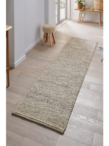 KADIMA DESIGN Wollteppich handgewebt Struktur hochdicht Teppich Wolle-Polyester in Beige