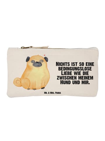 Mr. & Mrs. Panda Federtasche Mops mit Spruch in Weiß