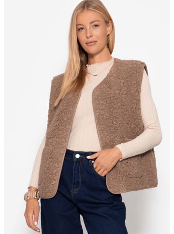 SASSYCLASSY Teddyweste mit Taschen in Taupe