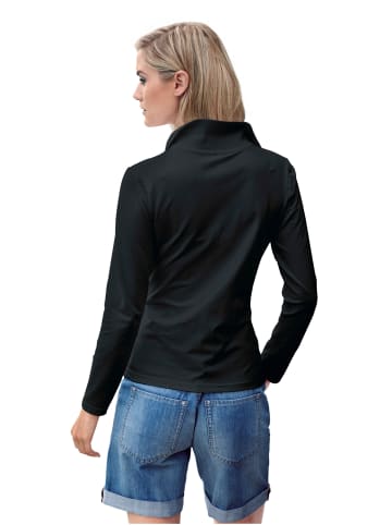Heine Langarm-Poloshirt in schwarz