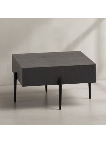 KADIMA DESIGN Couchtisch 64x64x35 cm Steinoptik / Metall Sofatisch Anthrazit