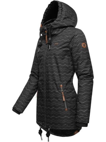 ragwear Winterjacke Zuzka Winter in Black Zig Zag22