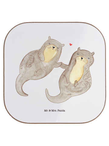 Mr. & Mrs. Panda Untersetzer für Gläser Otter Hände halten ohne ... in Weiß