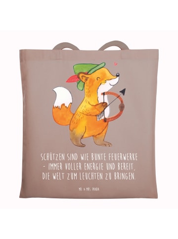 Mr. & Mrs. Panda stofftasche baumwolle Schütze Astrologie mit Sp... in Braun Pastell