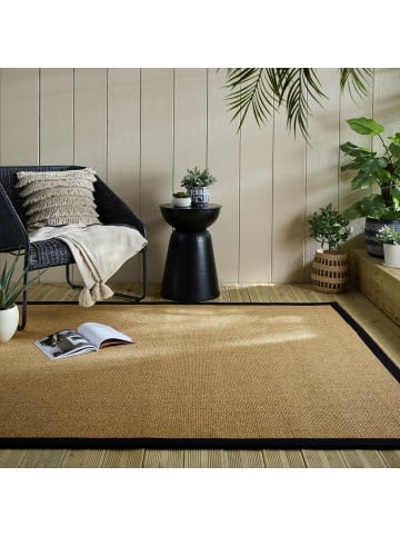 KADIMA DESIGN Balkon-Teppich UV-beständig KEER Sisal Bordüre Terrasse in Natur-Schwarz