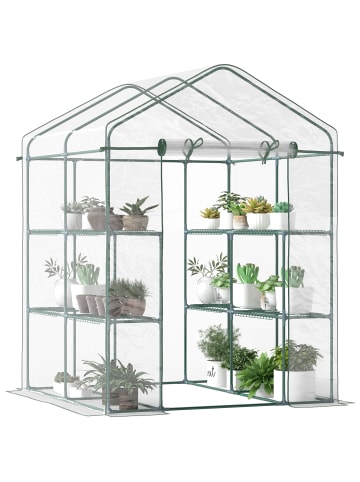 Outsunny Gewächshaus in Transparent 143L x 143B x 195H cm