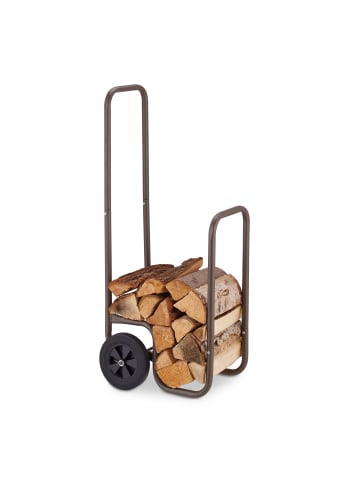 relaxdays Kaminholzwagen in Braun - (B)41 x (H)109,5 x (T)45 cm