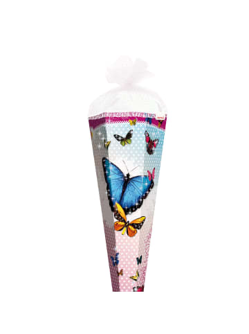 ROTH Schultüte groß Butterfly 85 cm, Glitter und Rüschenborte in Bunt