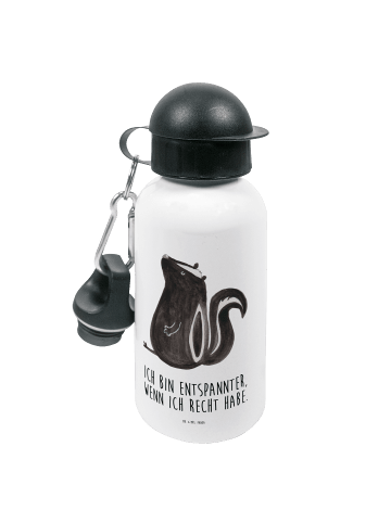 Mr. & Mrs. Panda Wasserflasche Stinktier Sitzen mit Spruch in Weiß